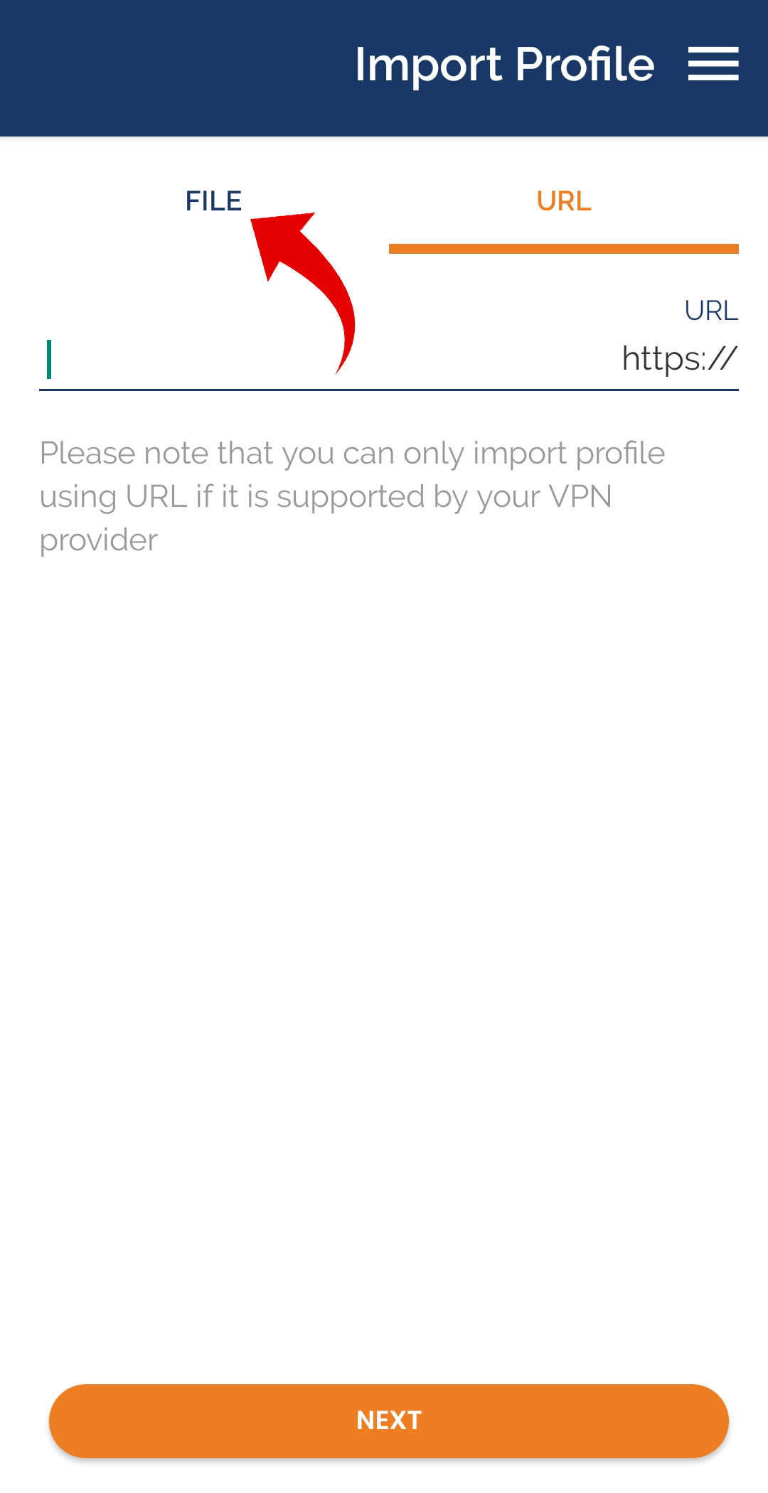 انتخاب تب file در openVpn